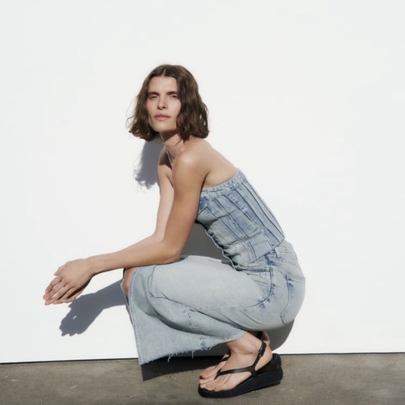 Zara DENIM MIDI SKIRT TRF - small - Picture 5 of 9